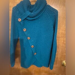 Turquoise button sweater